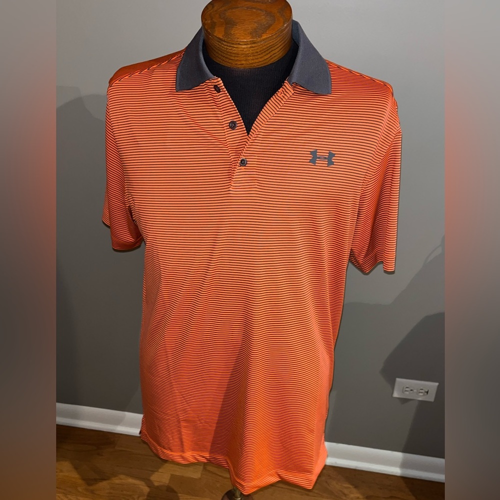 NWT men’s orange and gray under armour collared shirt. Size medium.